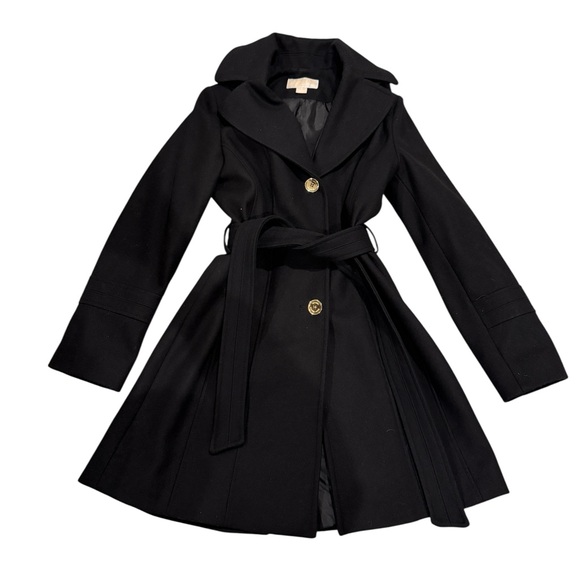 Michael Kors Wool Blend Black Trench Coat - Picture 2 of 13